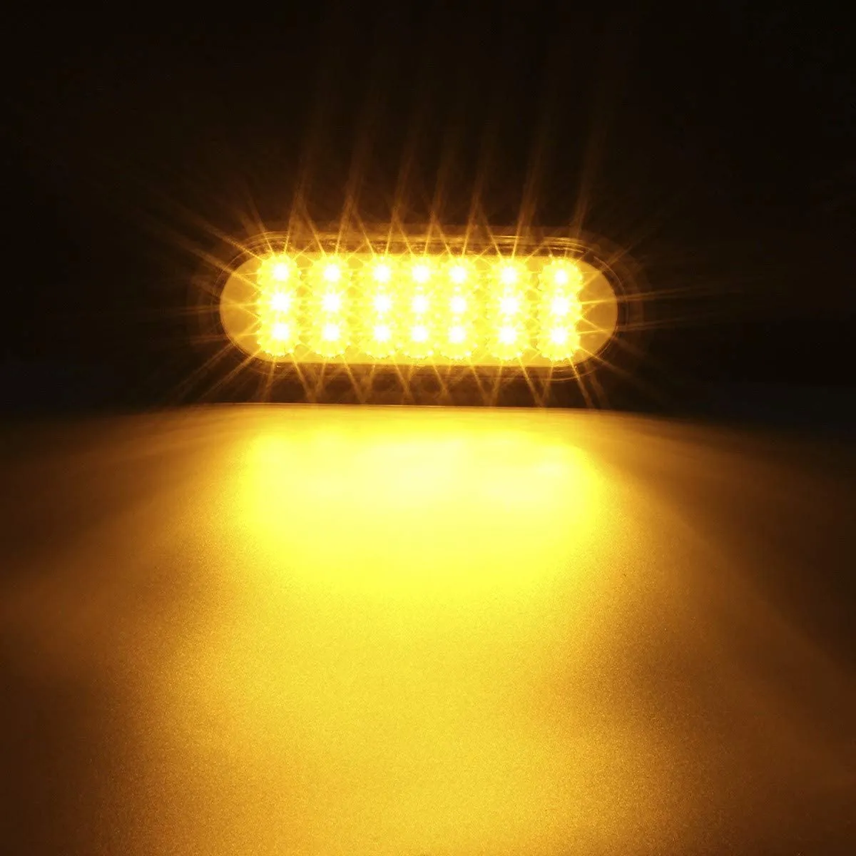 Partsam 2 Pcs AMBER Oval 6-1/2" Sealed LED Turn Signal and Parking Light Kit with Mounting Brackets, Grommet and Plug, Faceted Led Trailer Lights w Amber Reflector on trailers less than 80" wide