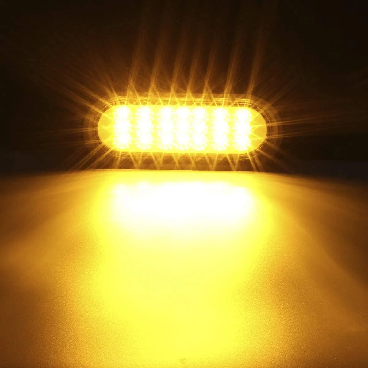 Partsam 2 Pcs AMBER Oval 6-1/2" Sealed LED Turn Signal and Parking Light Kit with Mounting Brackets, Grommet and Plug, Faceted Led Trailer Lights w Amber Reflector on trailers less than 80" wide