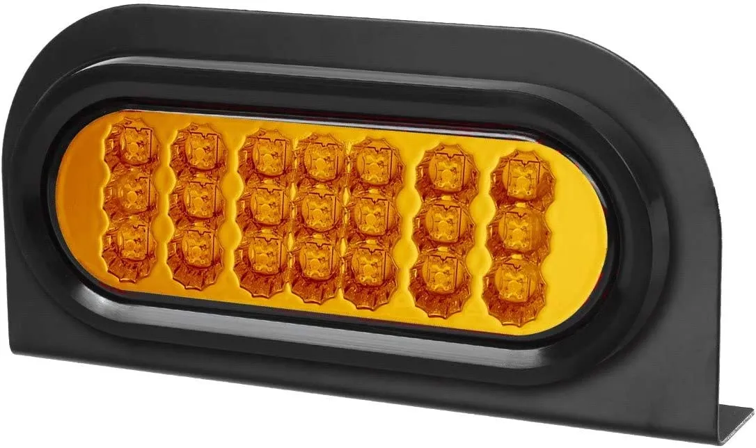 Partsam 2 Pcs AMBER Oval 6-1/2" Sealed LED Turn Signal and Parking Light Kit with Mounting Brackets, Grommet and Plug, Faceted Led Trailer Lights w Amber Reflector on trailers less than 80" wide