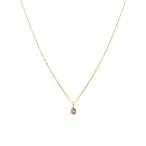 Petite Oval Necklace | 14k Gold & Pink Sapphire
