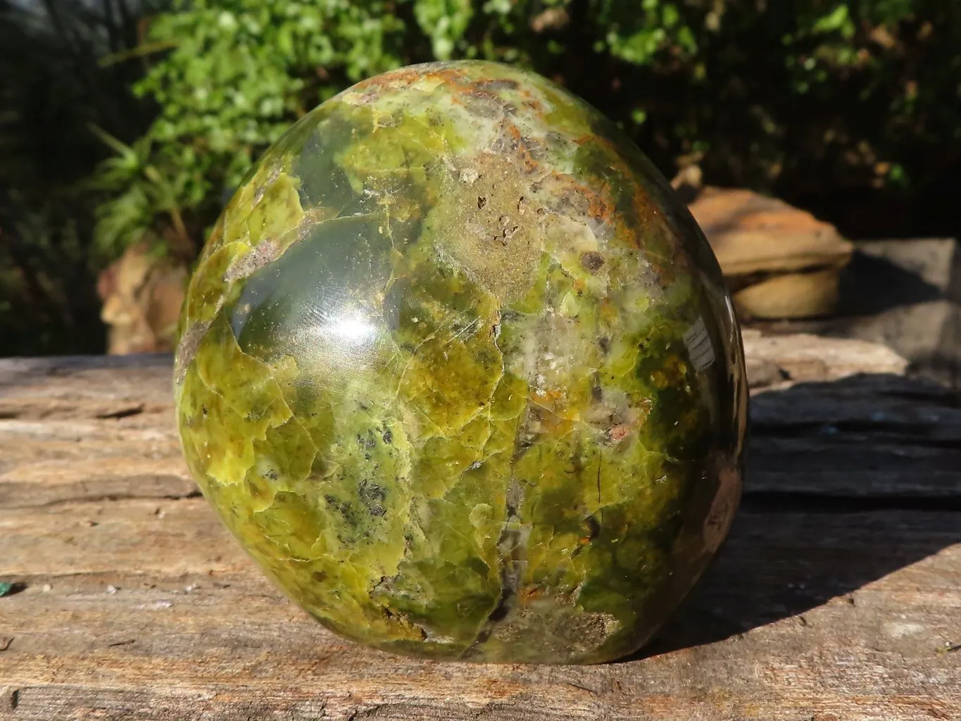 Polished Green Opal Standing Free Forms  x 3 From Antsirabe, Madagascar