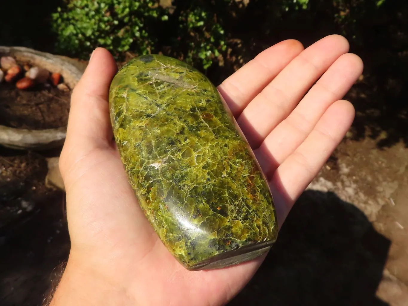 Polished Green Opal Standing Free Forms  x 3 From Antsirabe, Madagascar
