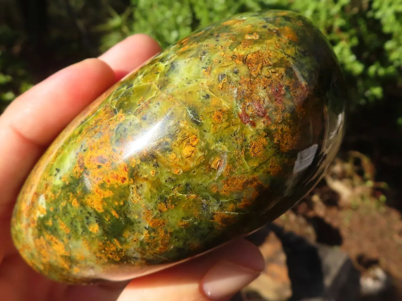 Polished Green Opal Standing Free Forms  x 3 From Antsirabe, Madagascar