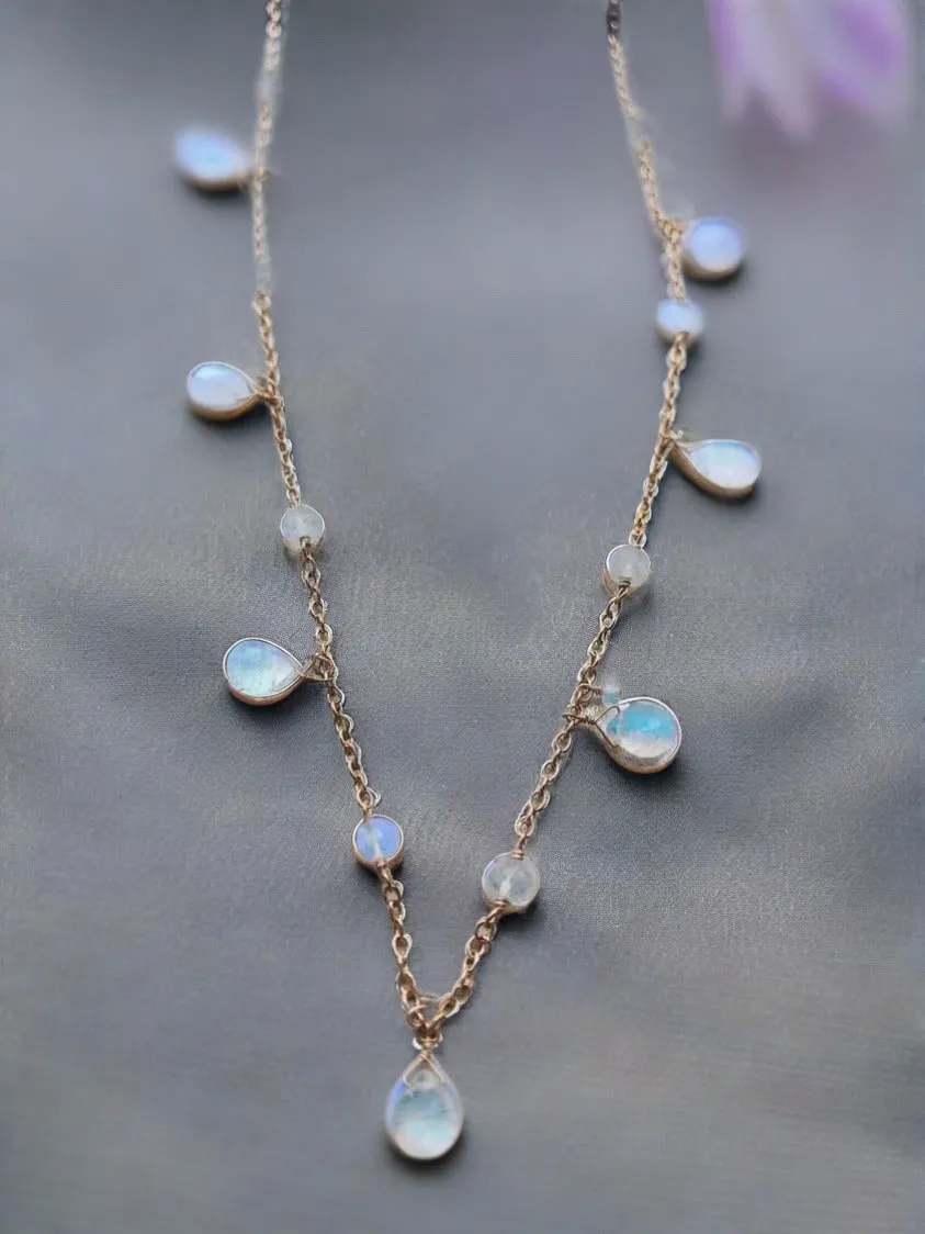 Pom Jewelry Necklace, Moonstone in Sterling Silver