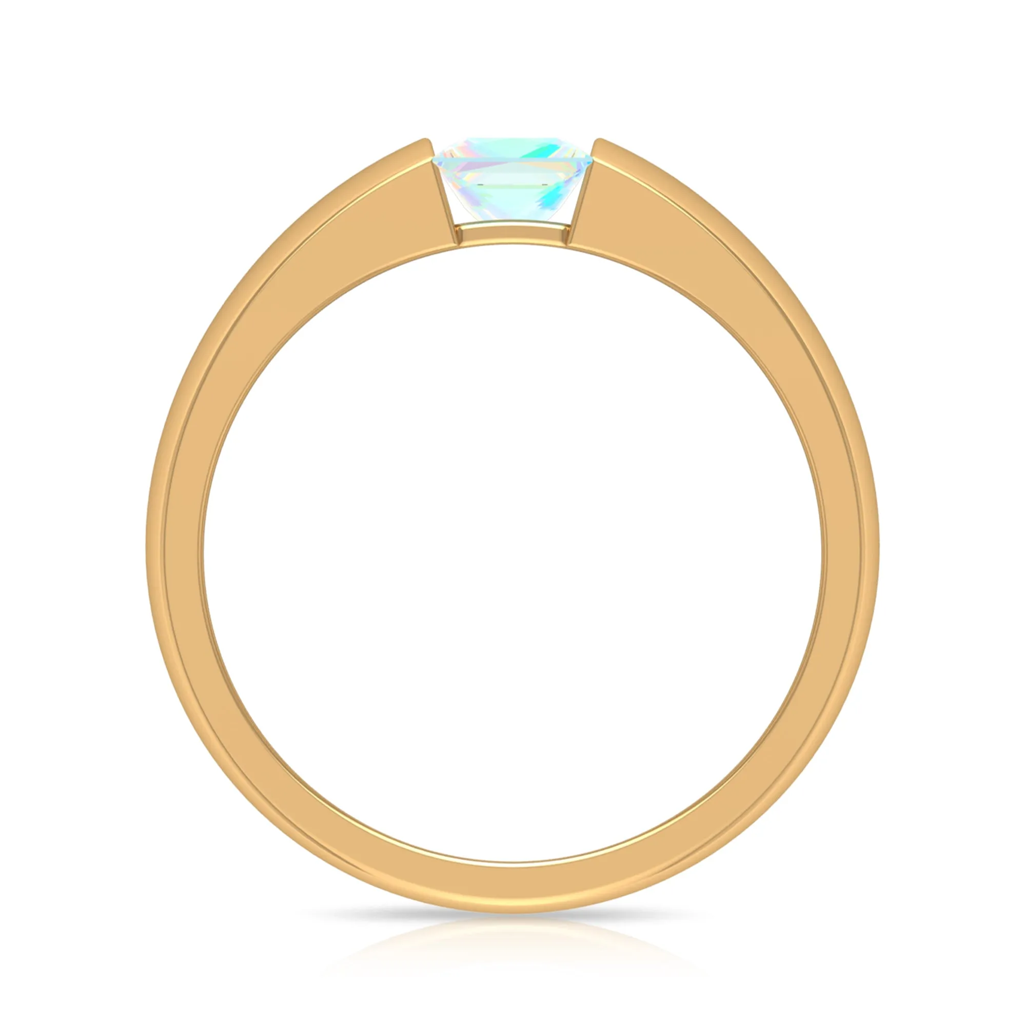 Princess Cut Ethiopian Opal Solitaire Band Ring