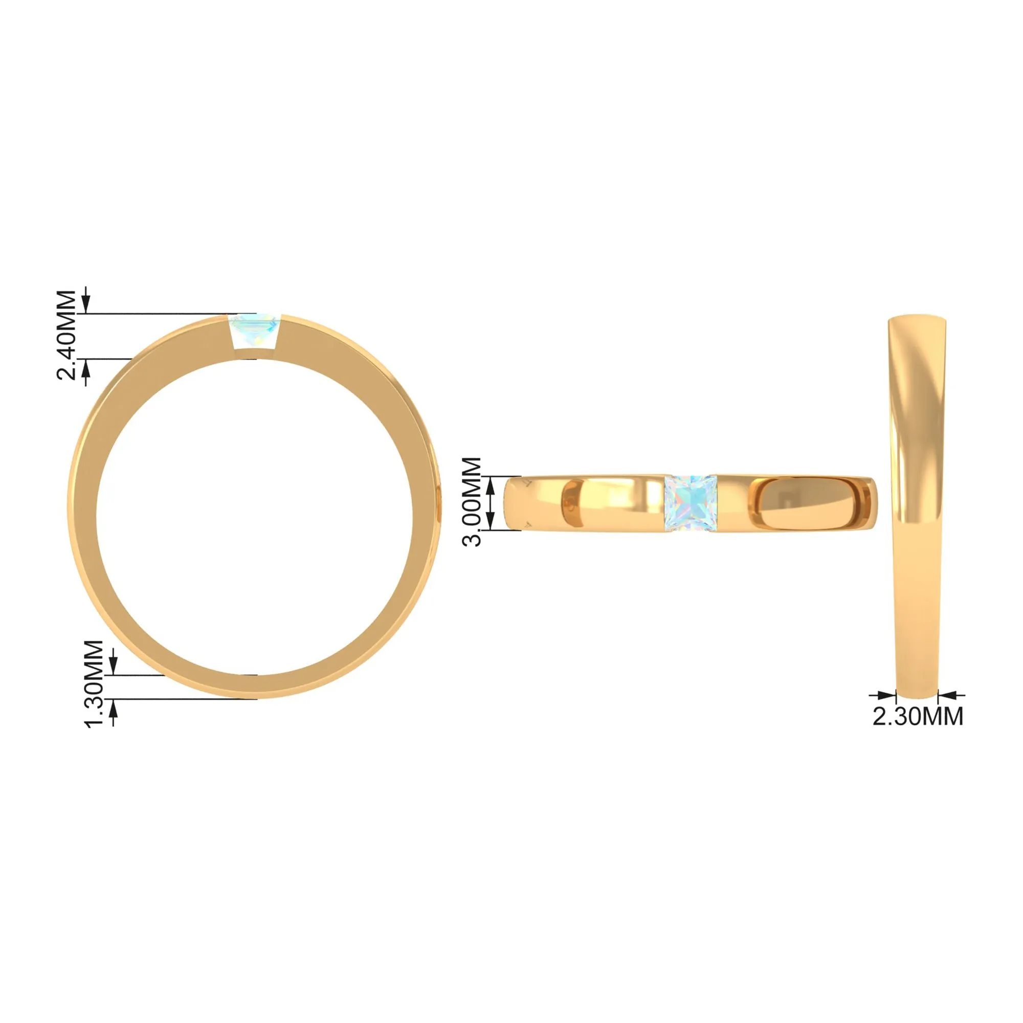 Princess Cut Ethiopian Opal Solitaire Band Ring