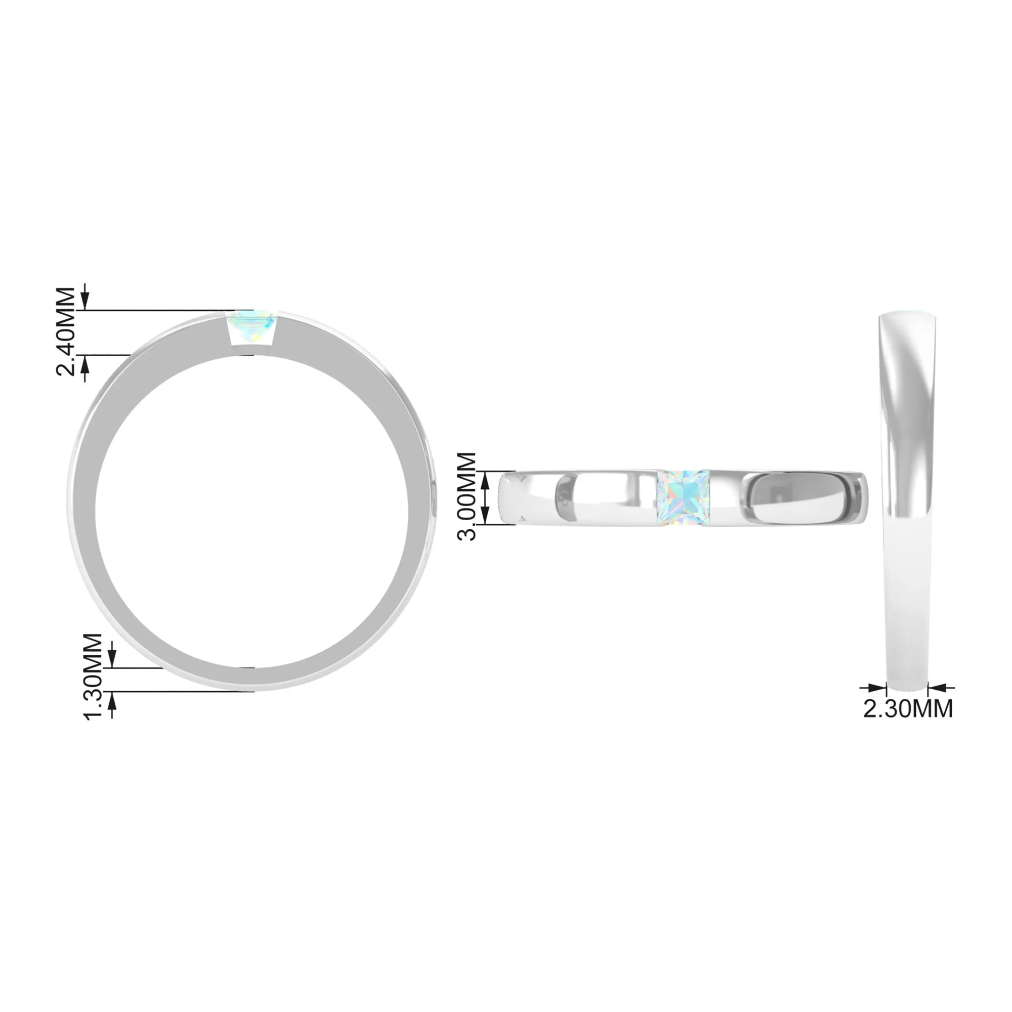 Princess Cut Ethiopian Opal Solitaire Band Ring