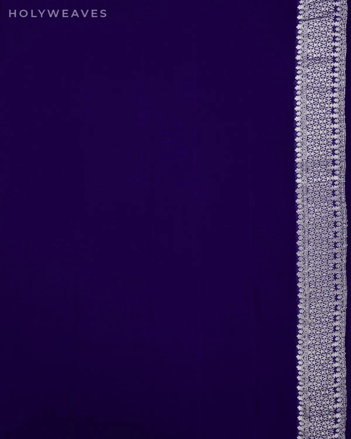 Purple Blue Banarasi Silver Polka Buti Cutwork Brocade Handwoven Khaddi Georgette Saree