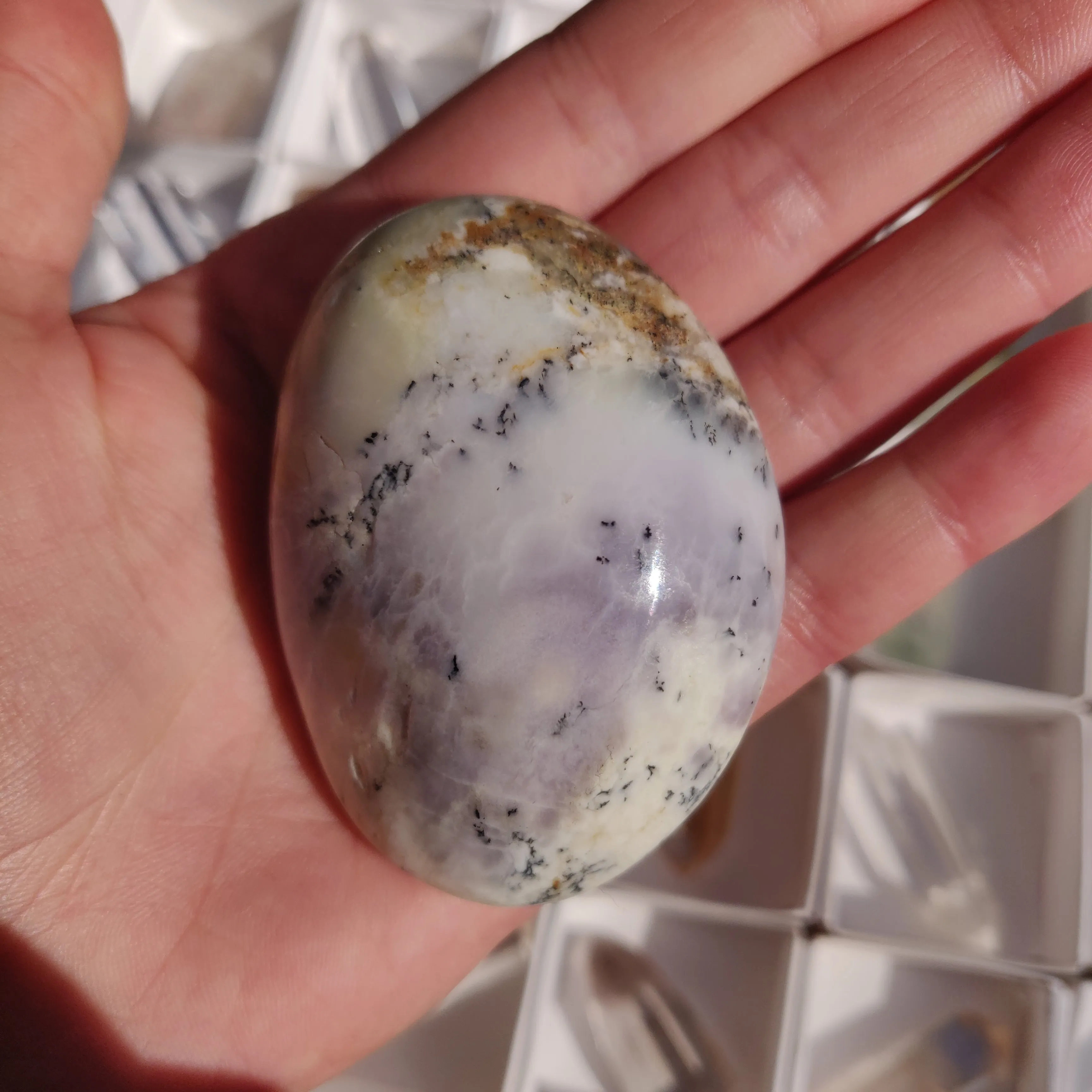 Purple Dendritic Opal Palm Stone (#44)