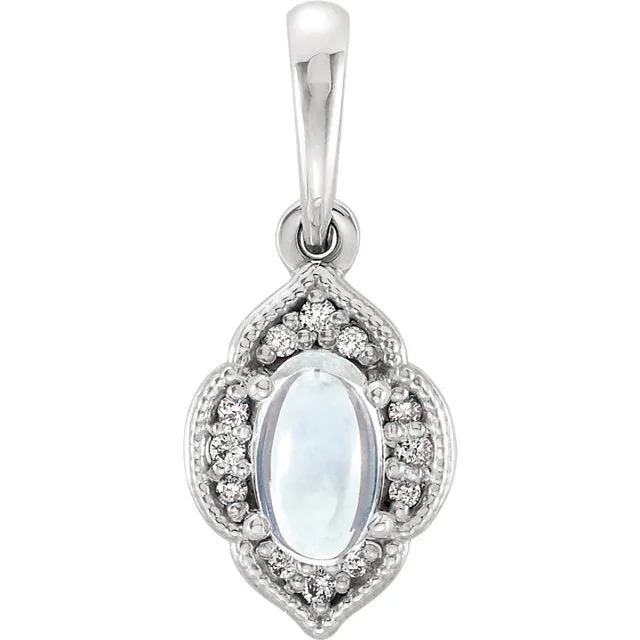 Rainbow Moonstone & .03 CTW Diamond Clover Pendant