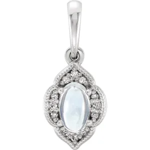 Rainbow Moonstone & .03 CTW Diamond Clover Pendant