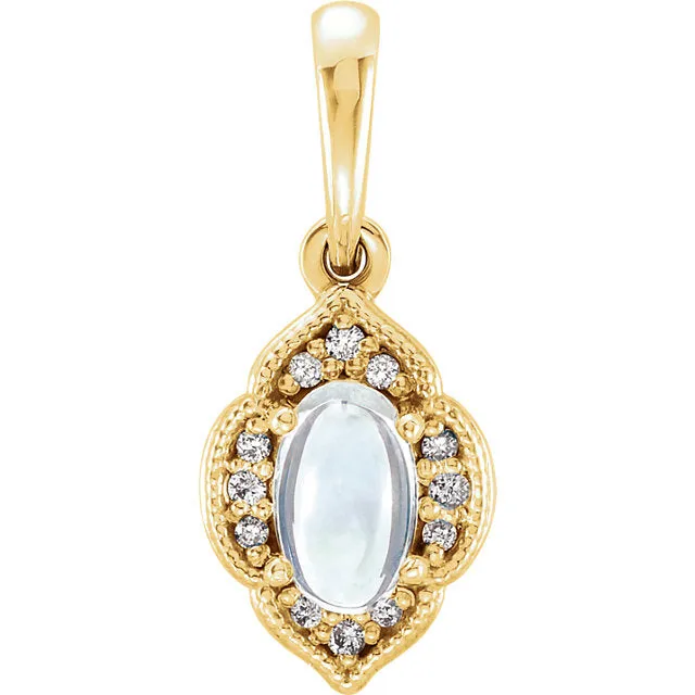 Rainbow Moonstone & .03 CTW Diamond Clover Pendant