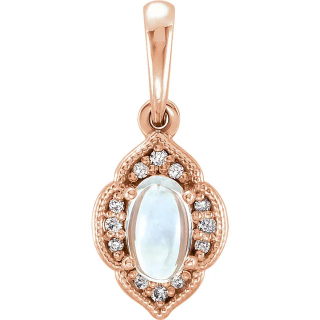 Rainbow Moonstone & .03 CTW Diamond Clover Pendant