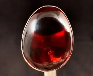 Red AMBER Ring - SIZE 9.25- Genuine Sterling Silver Ring with a Polished AMBER Center Stone, 53768