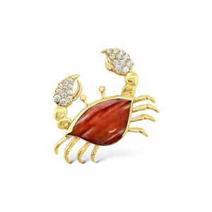 Red Spiny Oyster Crab with Diamonds Pendant