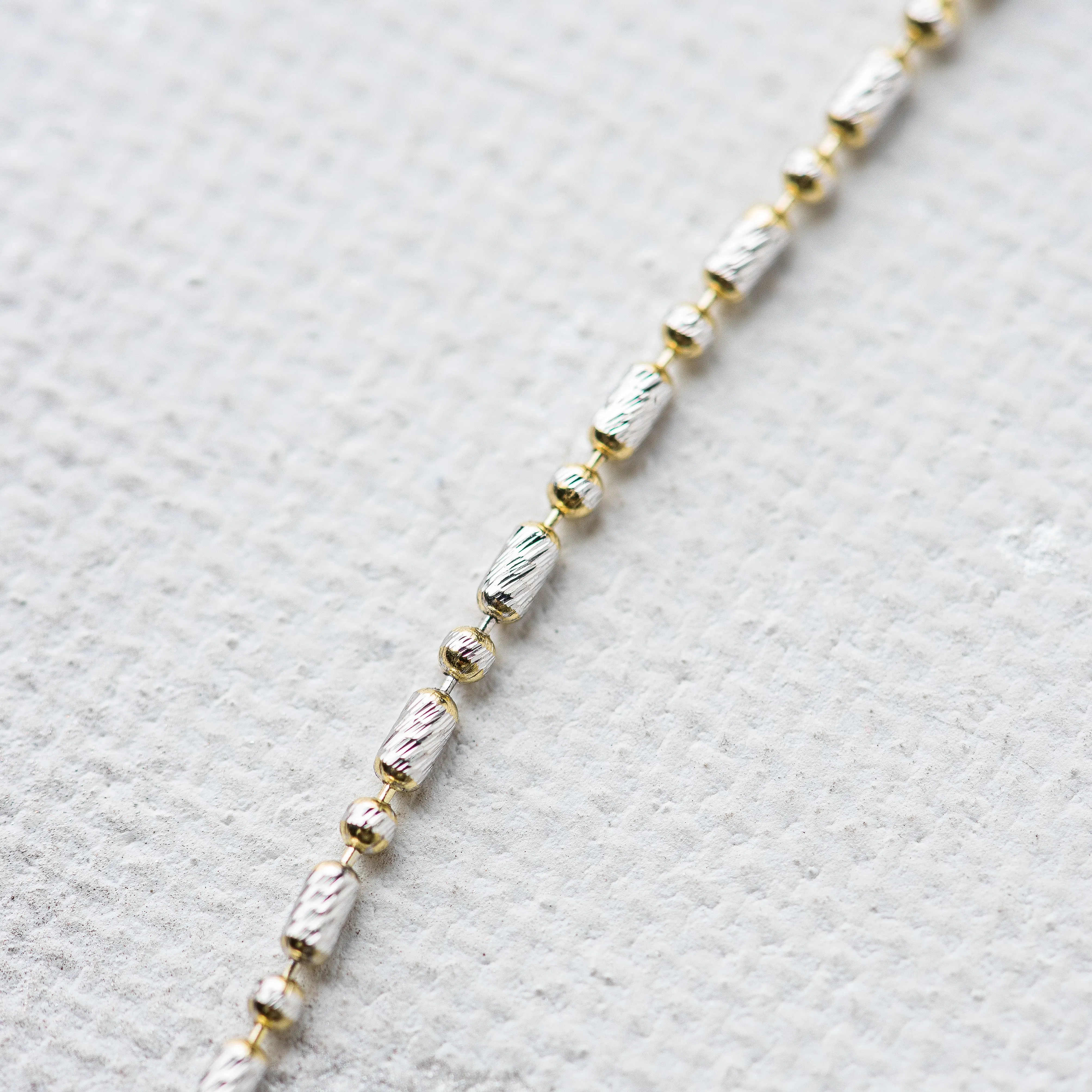 Rhodolite Garnet Necklace on Two Tone Gold Alternating Ball Chain