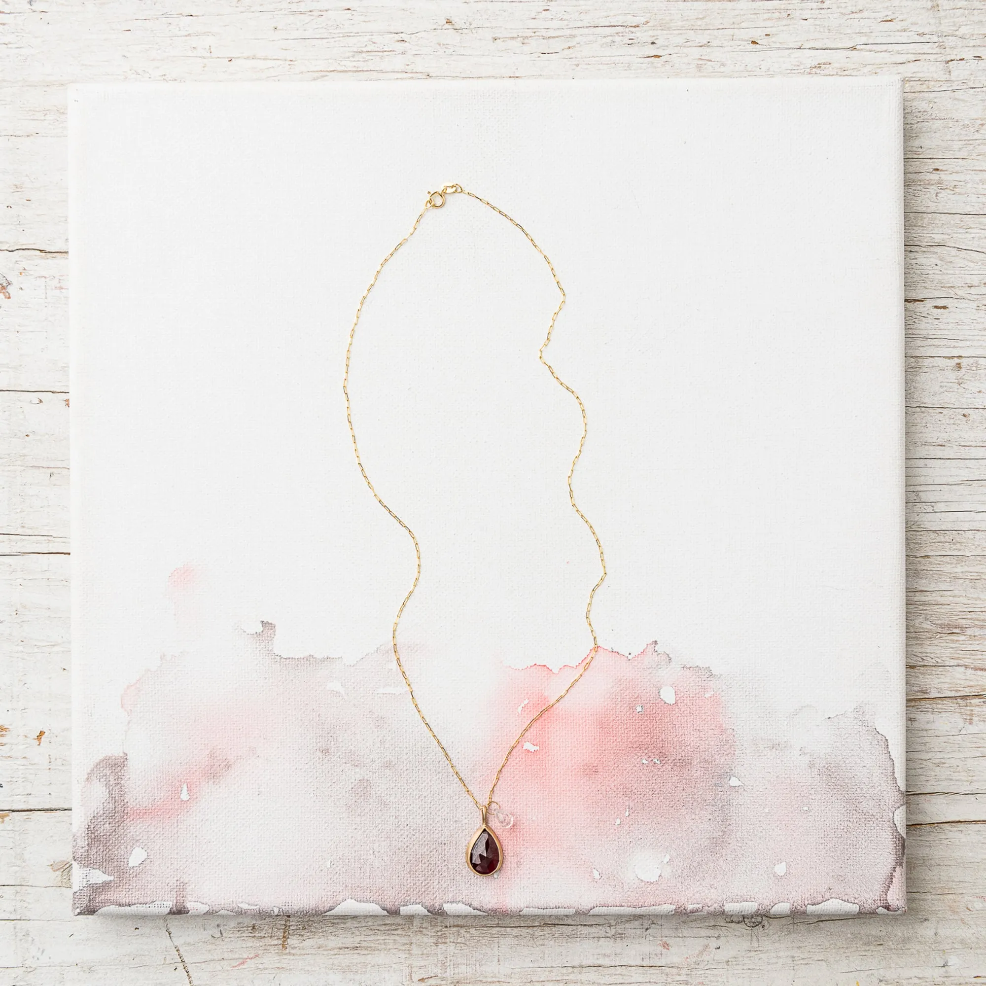Rhodolite Garnet Necklace with Moonstone in 14k Gold