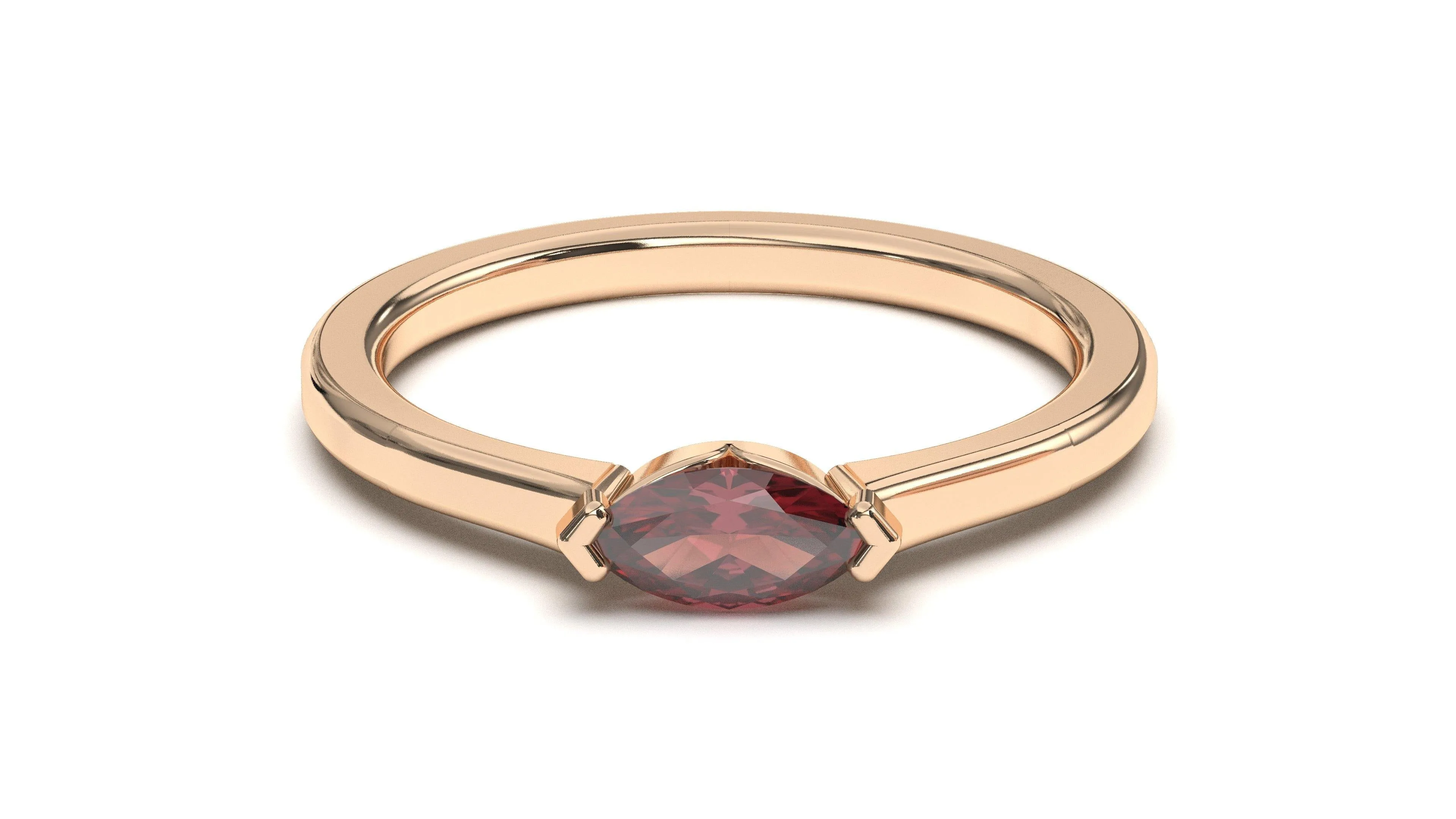 Ring with Single Center Piece Marquise Garnet | Classic Sonder II