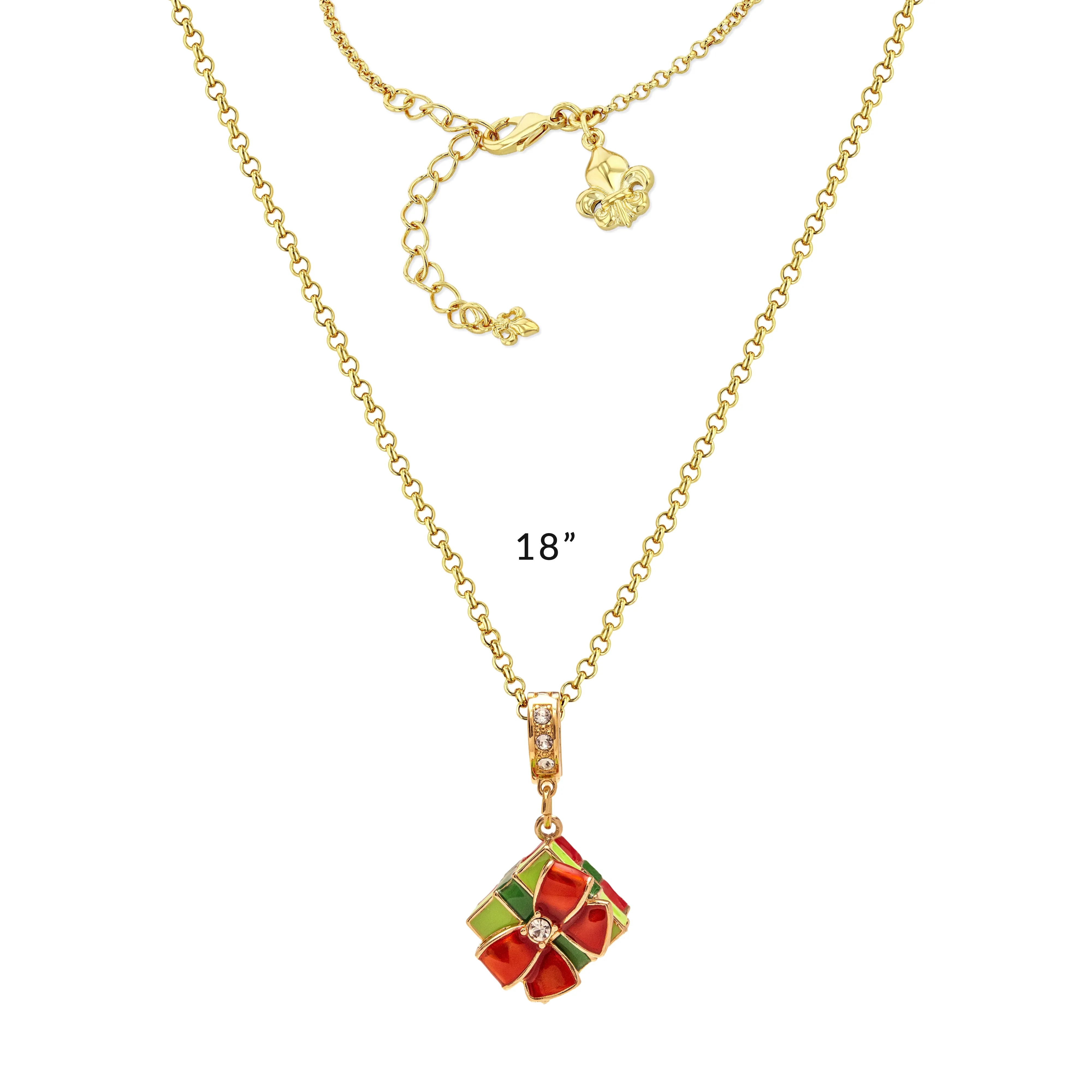 Ritzy Couture Christmas Gift Charm with Crystals Enhancer Charm (Goldtone)