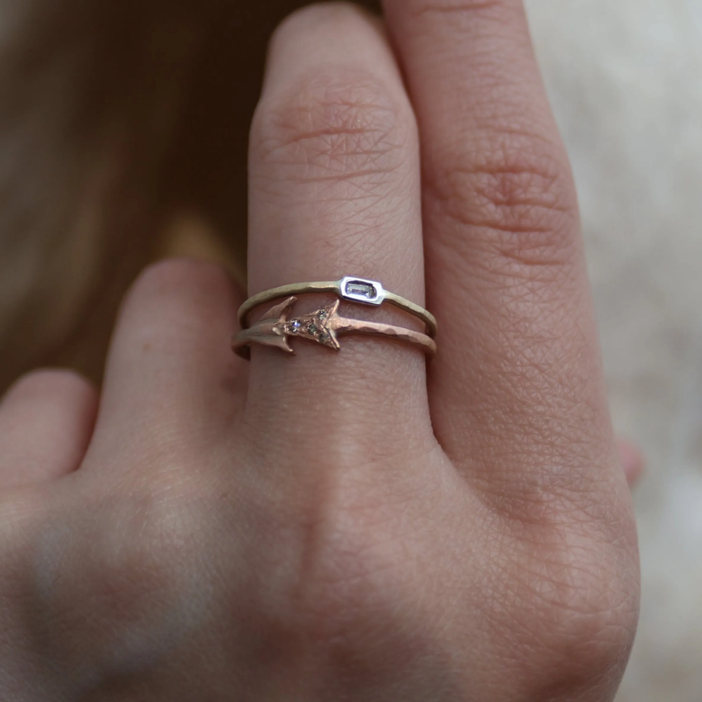 Rose Gold & Diamond Arrow Ring