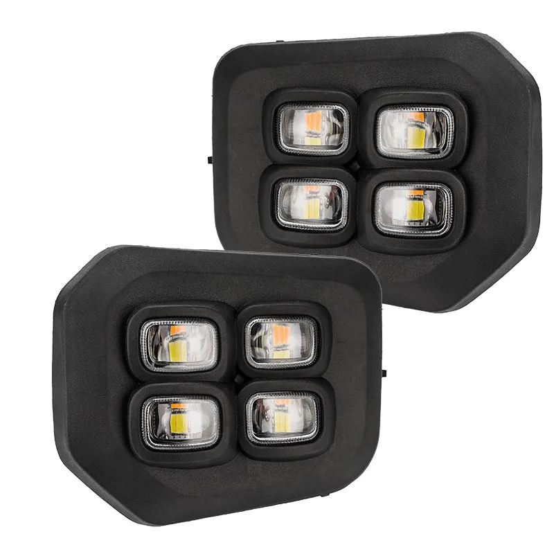 Roxmad 4 Eyes Style LED Fog Lights with Amber Turn Signal Lights for 2016-Later Toyota Tacoma