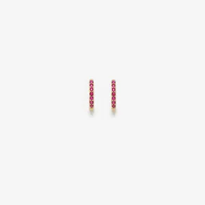 Ruby Huggie Hoops
