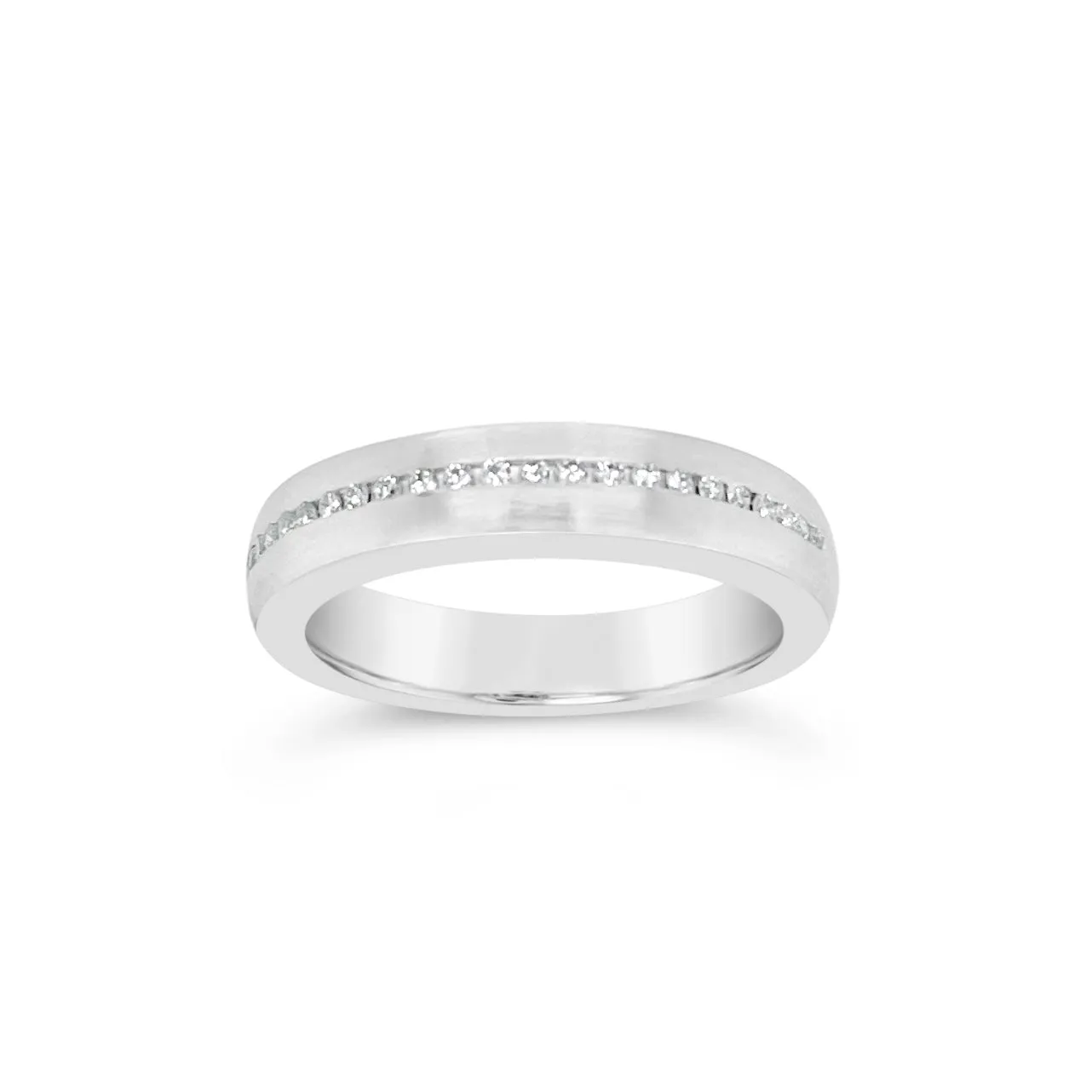 Satin-Finish Diamond Line Ring