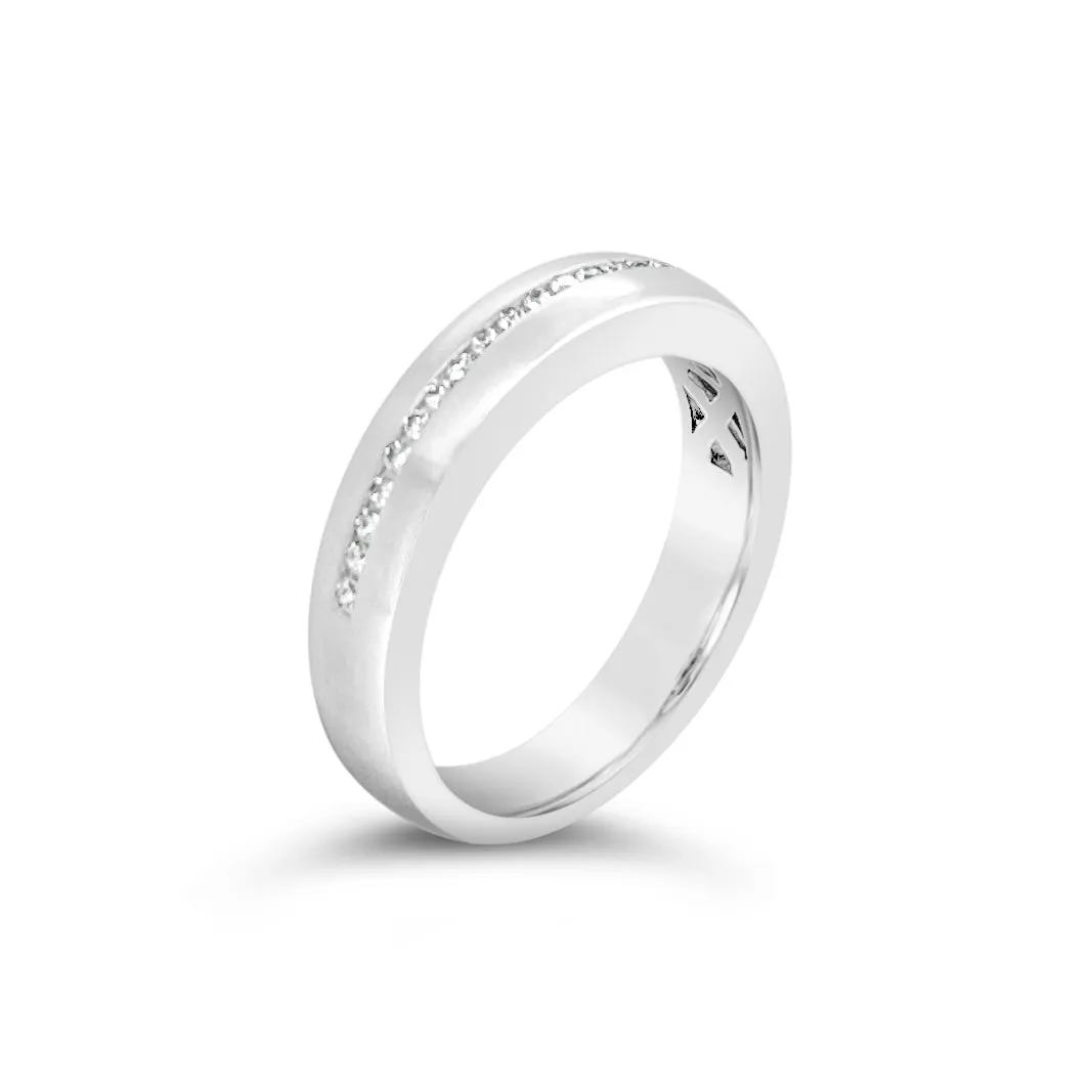 Satin-Finish Diamond Line Ring