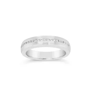 Satin-Finish Diamond Line Ring