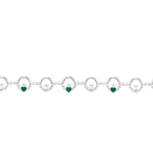 Silver & Green CZ Claddagh Bracelet
