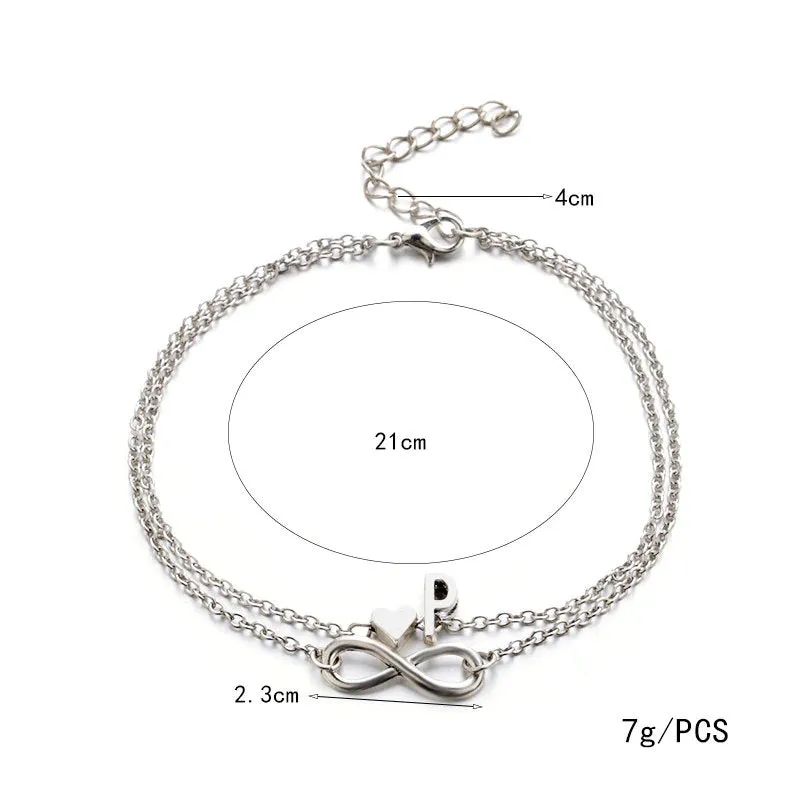Silver Initial Anklet - Letter Anklet - Dainty Anklet - Chain Anklet - Silver Name Anklet - Silver Letter Anklet Ankle Bracelet Gift