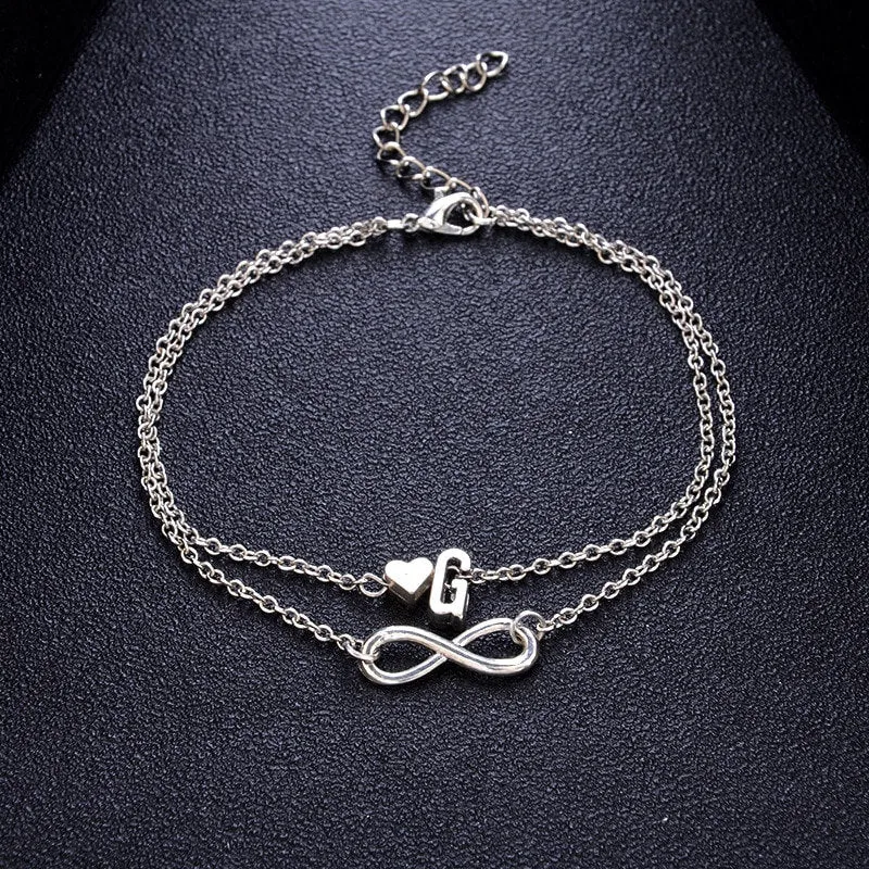 Silver Initial Anklet - Letter Anklet - Dainty Anklet - Chain Anklet - Silver Name Anklet - Silver Letter Anklet Ankle Bracelet Gift