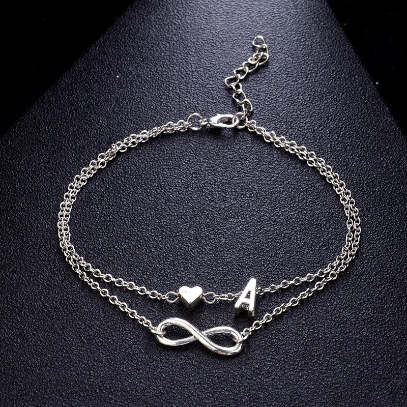 Silver Initial Anklet - Letter Anklet - Dainty Anklet - Chain Anklet - Silver Name Anklet - Silver Letter Anklet Ankle Bracelet Gift