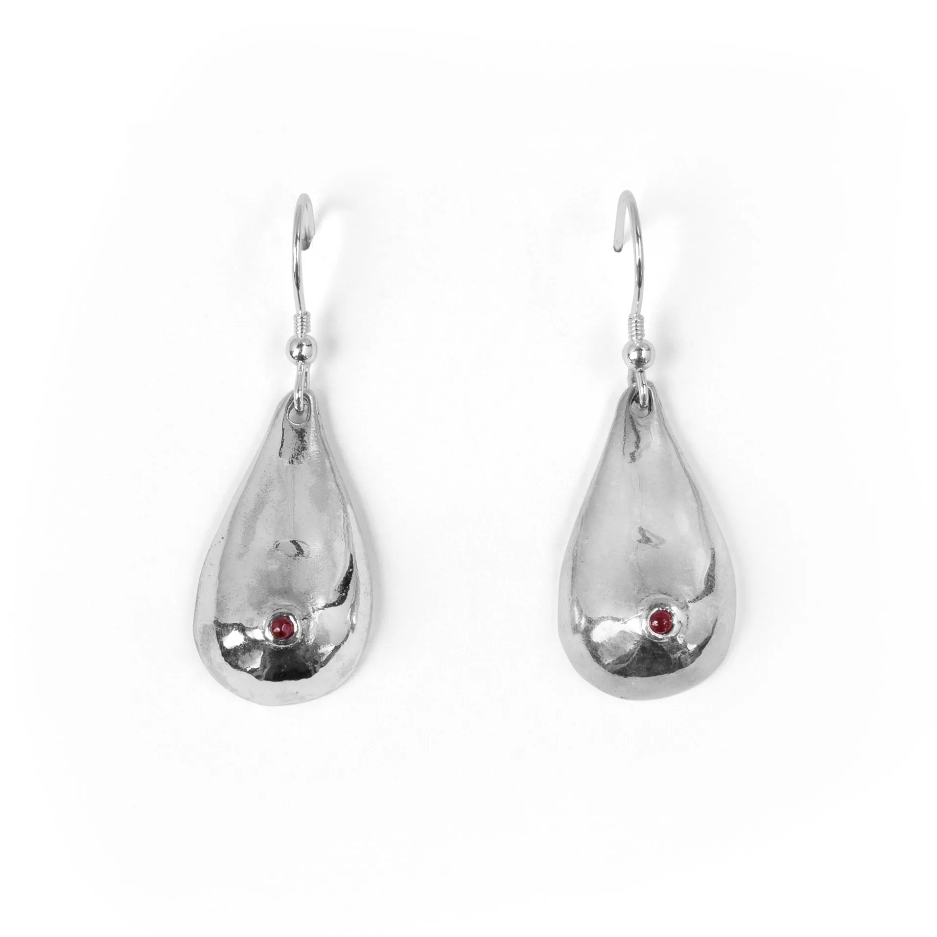 Silver   Ruby Boob Earrings