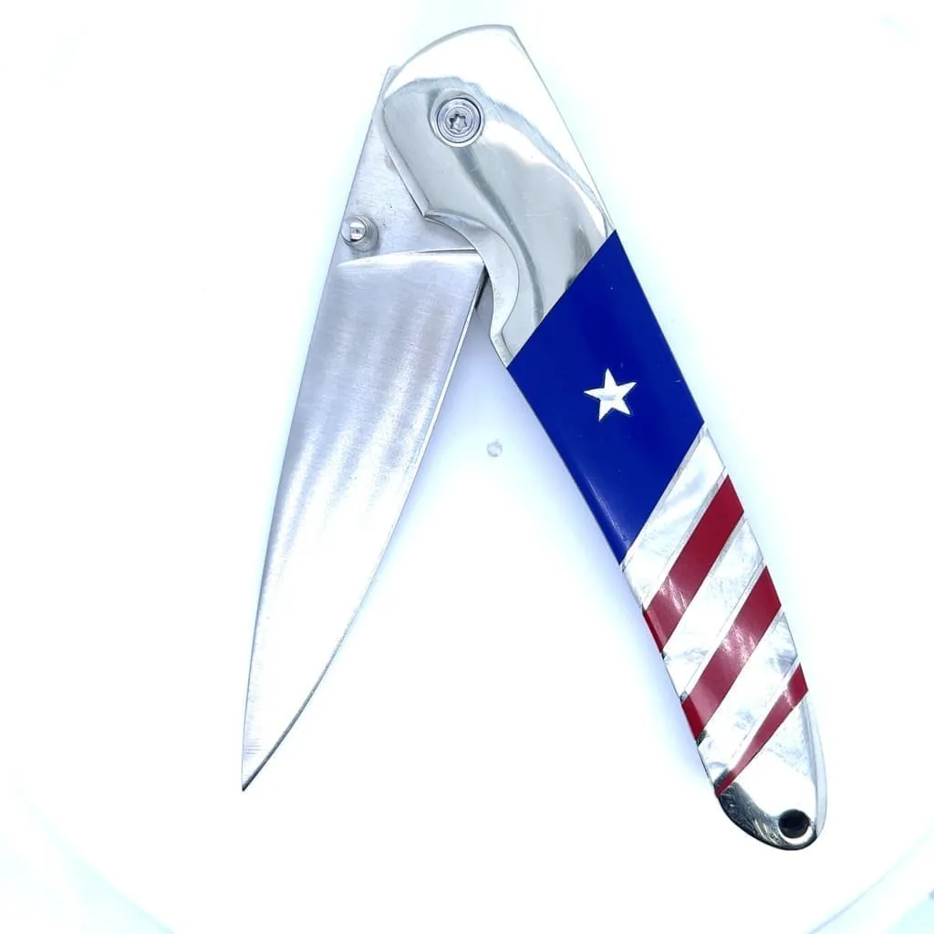 Single Sided Patriotic Collection 4" Linerlock Knife at Regard Jewelry in Austin, Texas