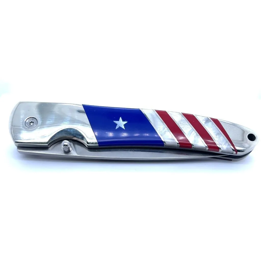 Single Sided Patriotic Collection 4" Linerlock Knife at Regard Jewelry in Austin, Texas