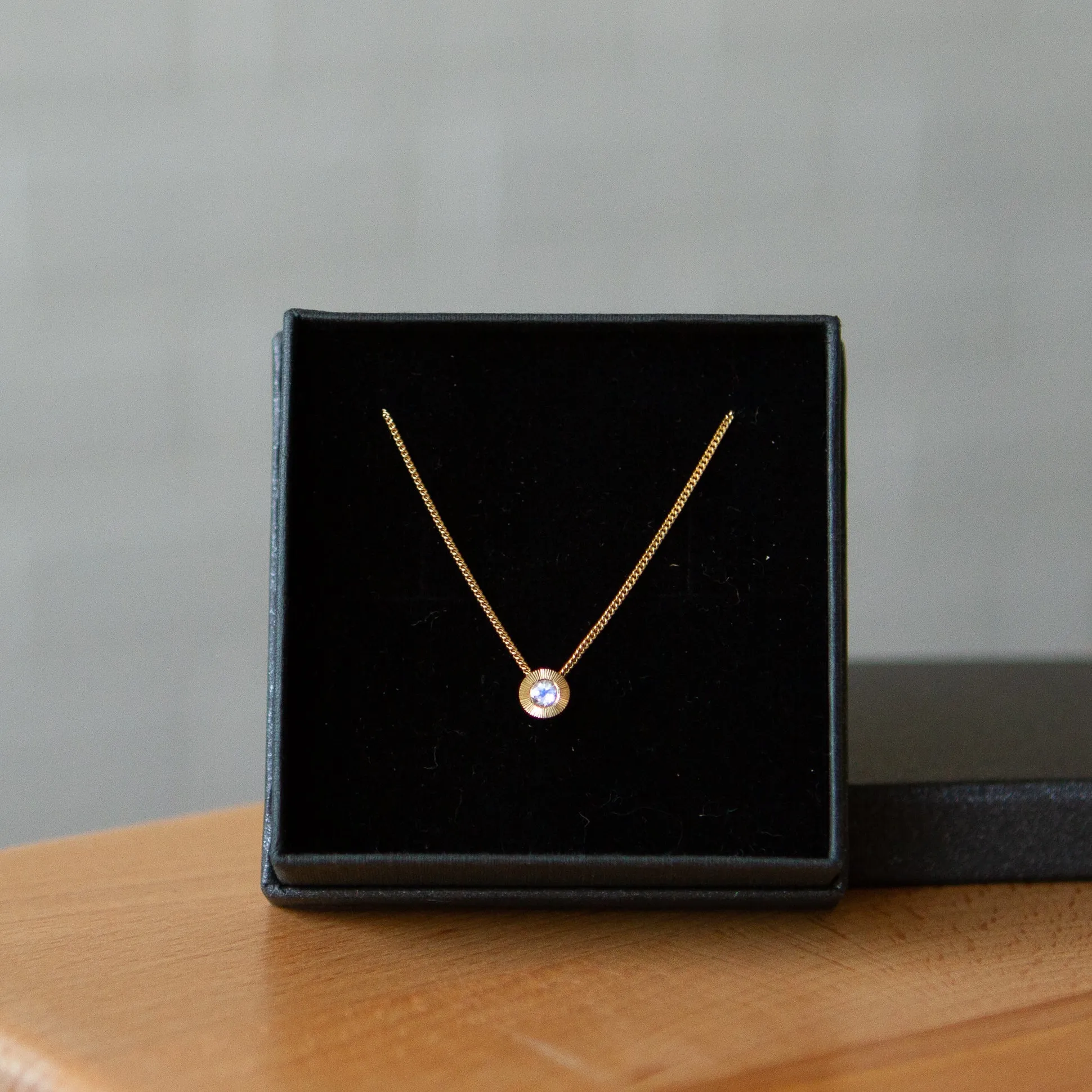 Small Aurora Birthstone Necklace - June - Moonstone