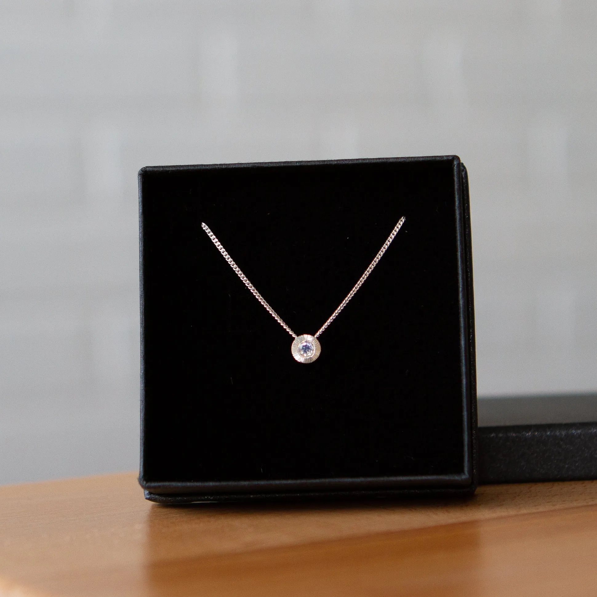 Small Aurora Birthstone Necklace - June - Moonstone