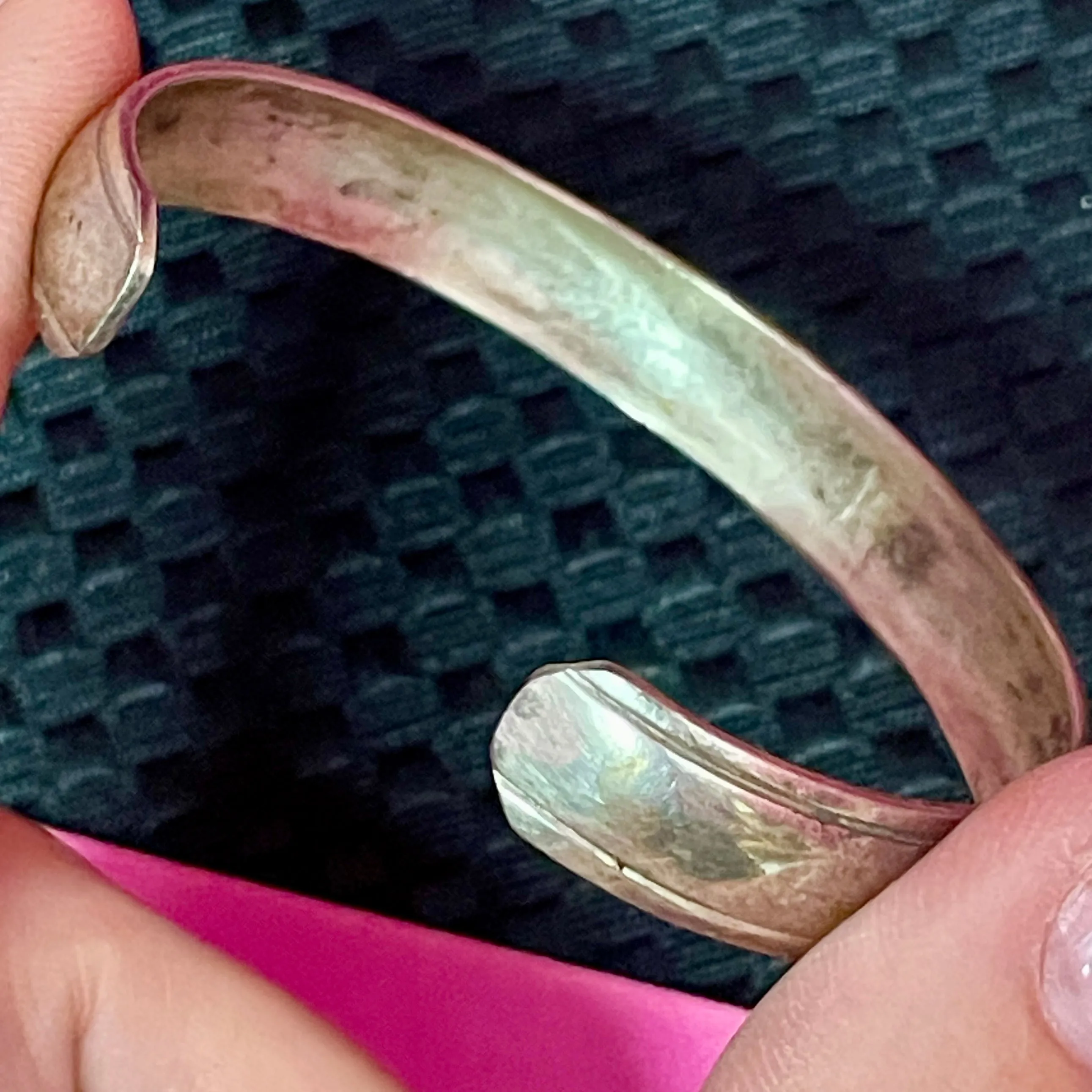 SS Inlaid Arrow Cuff Bracelet Signed