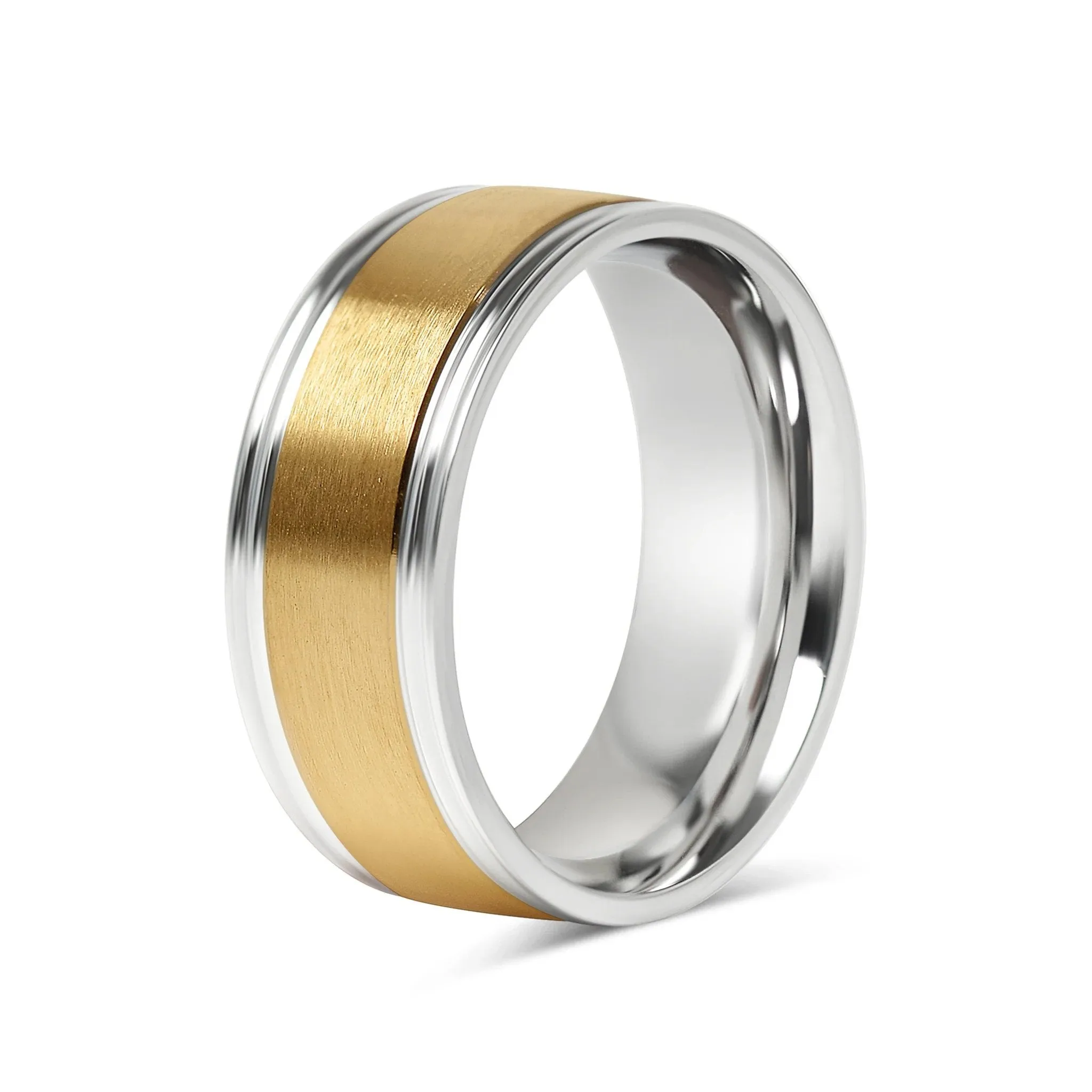 Stainless Steel Gold Center Rings
