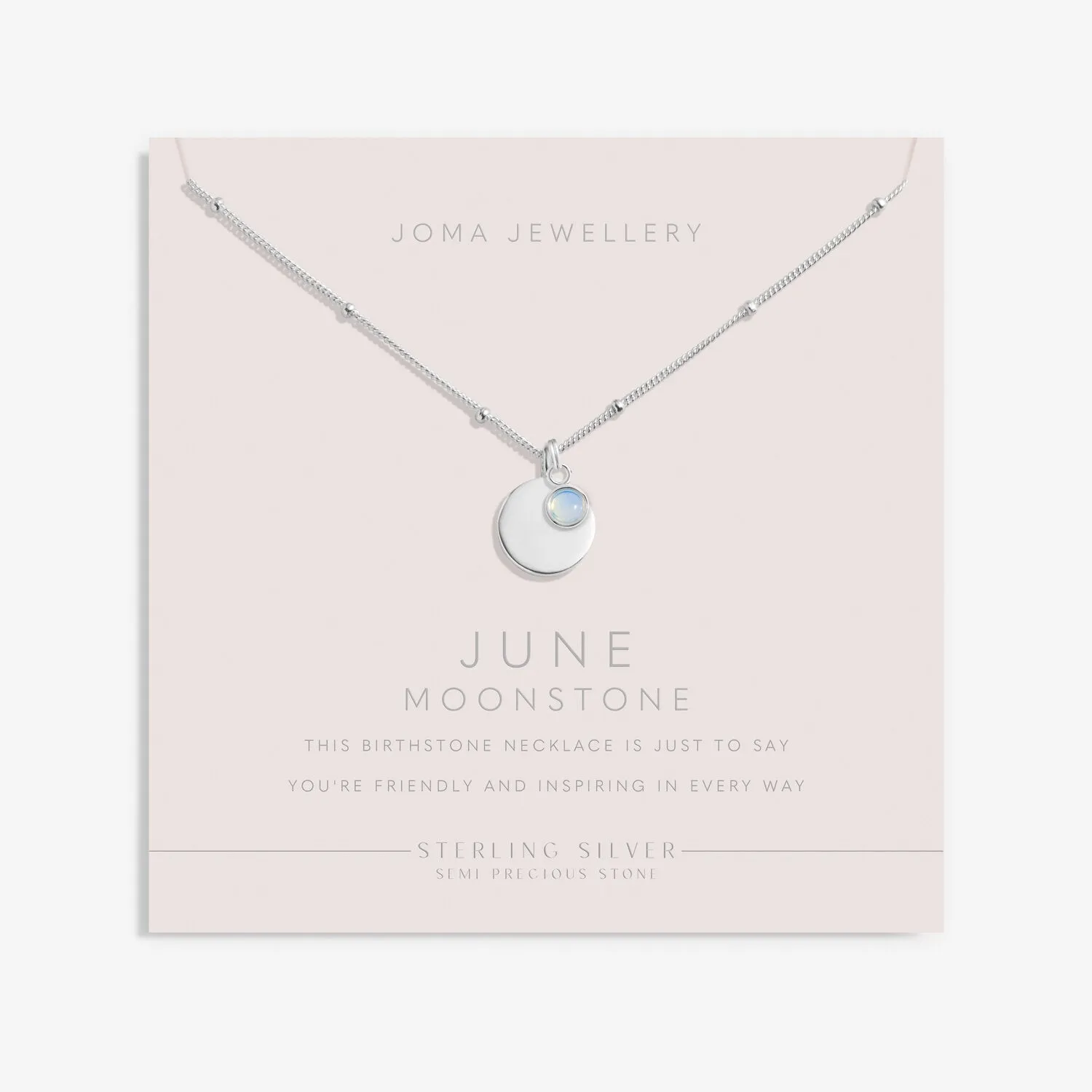 Sterling Silver Birthstone A Little June Necklace JJS0075