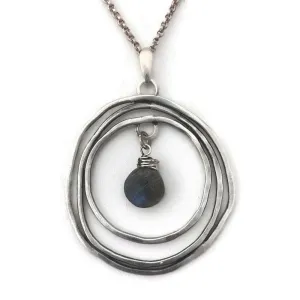 Sterling Silver with Concentric Circles and Gemstone Necklace N339 by Joanna Craft Jewelry Design