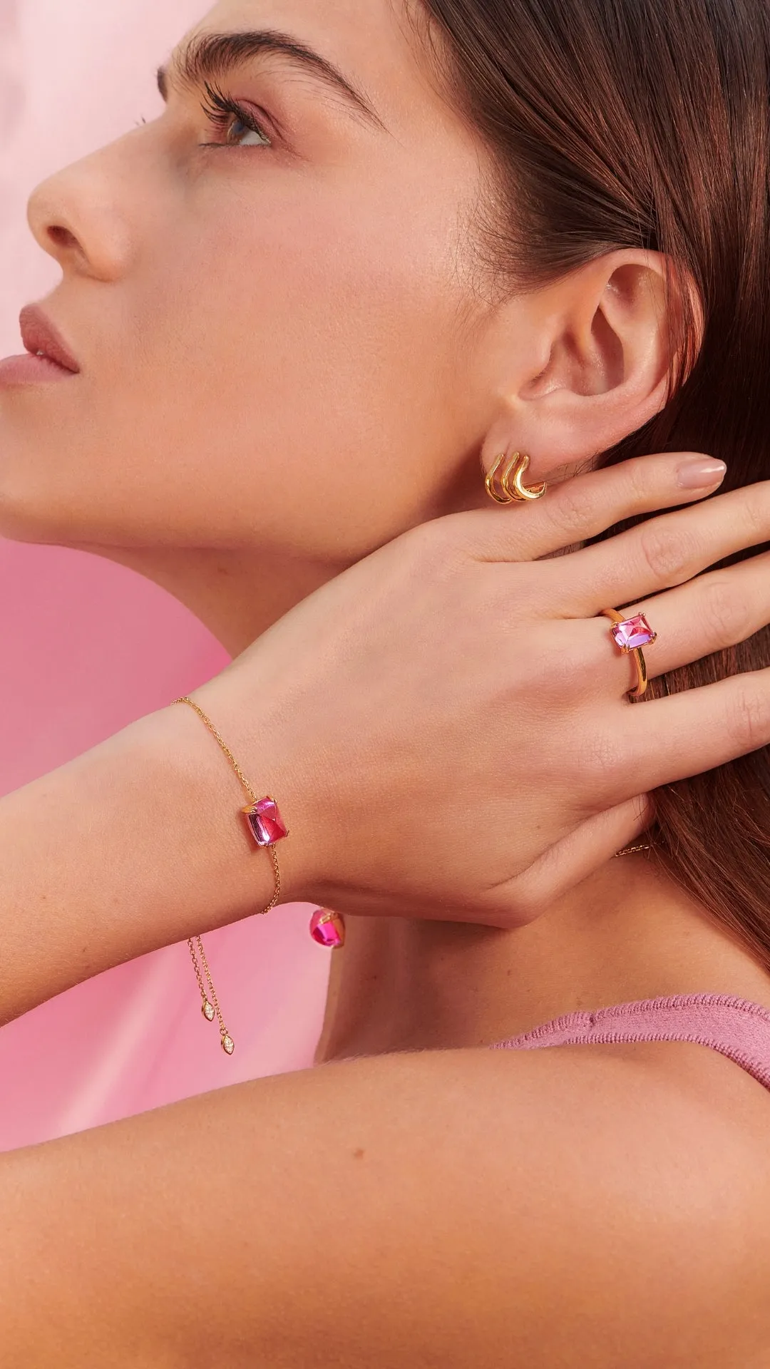 Sugarloaf Bracelet Light Pink Gold Vermeil