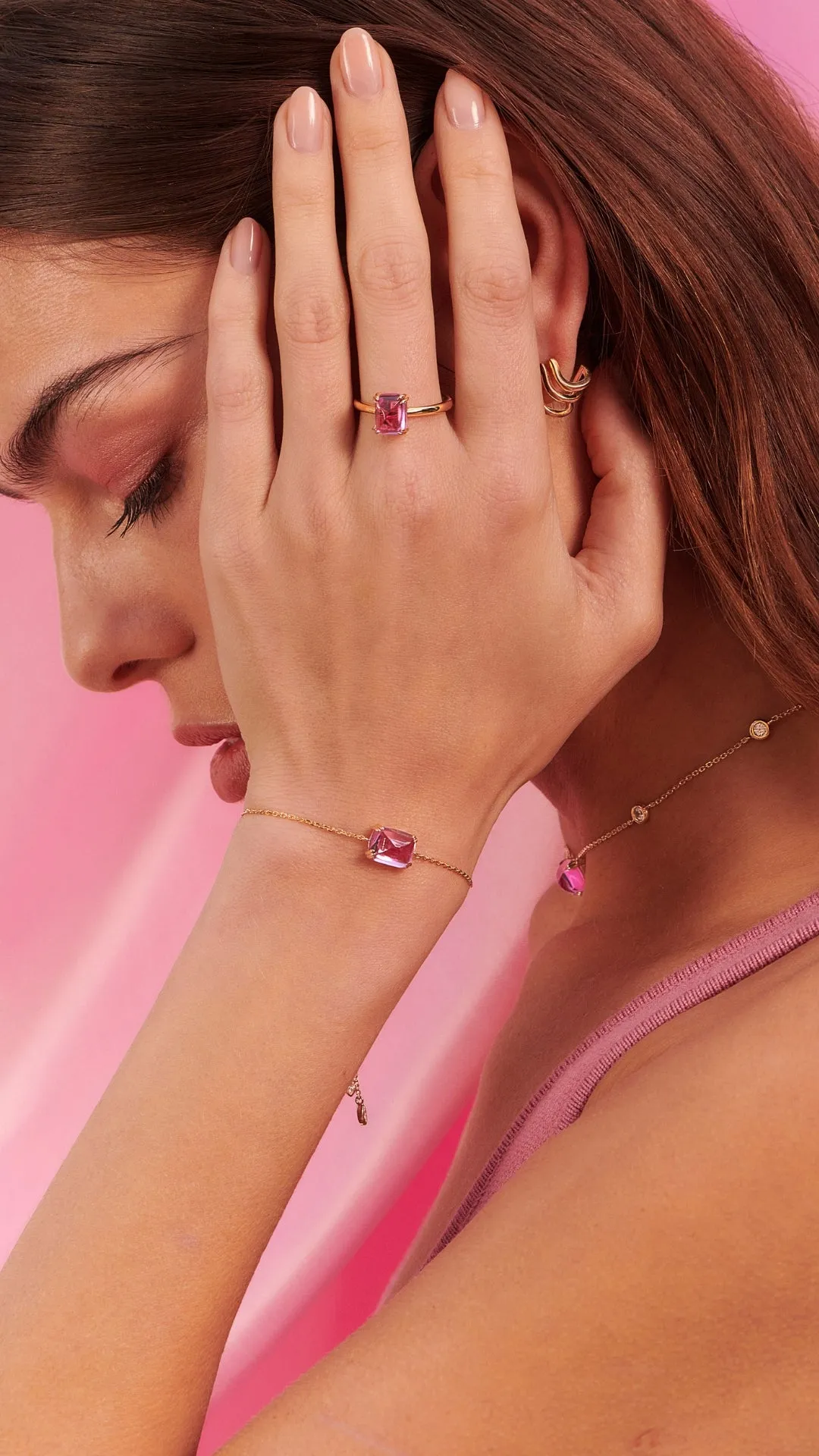 Sugarloaf Bracelet Light Pink Gold Vermeil
