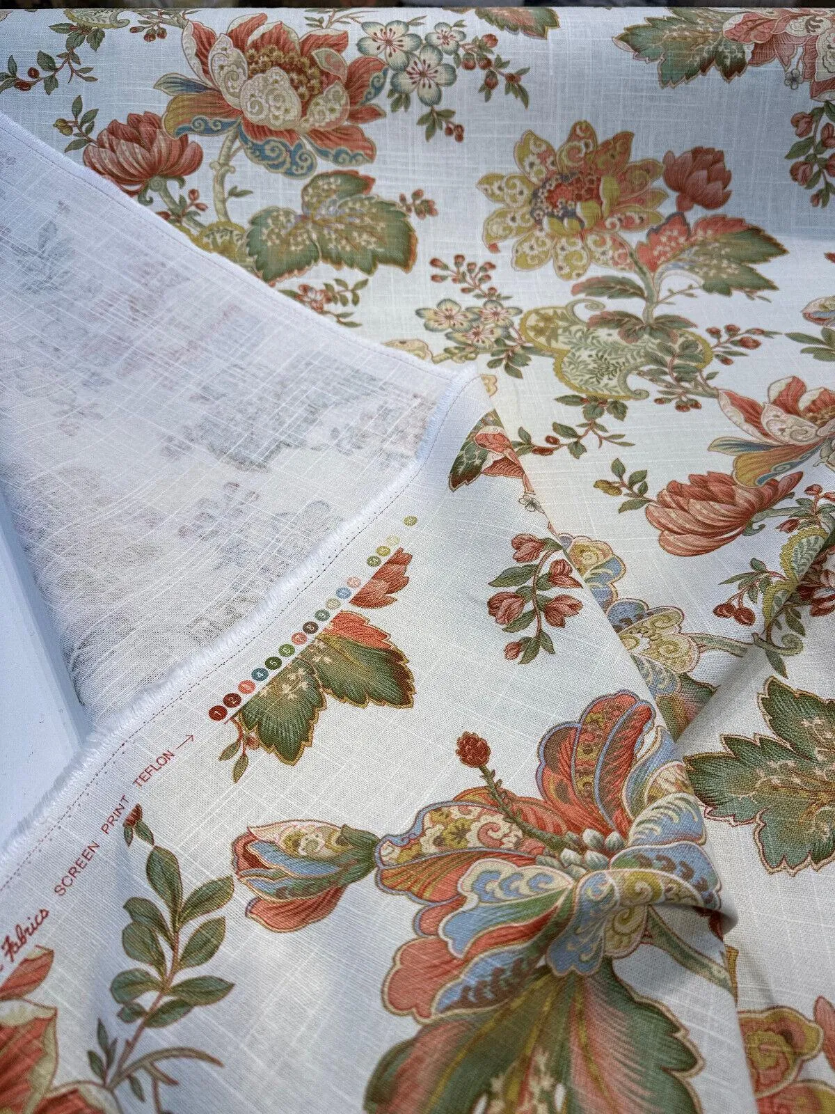Swavelle Dublique Opal Rust Floral Linen Rayon Fabric By The Yard