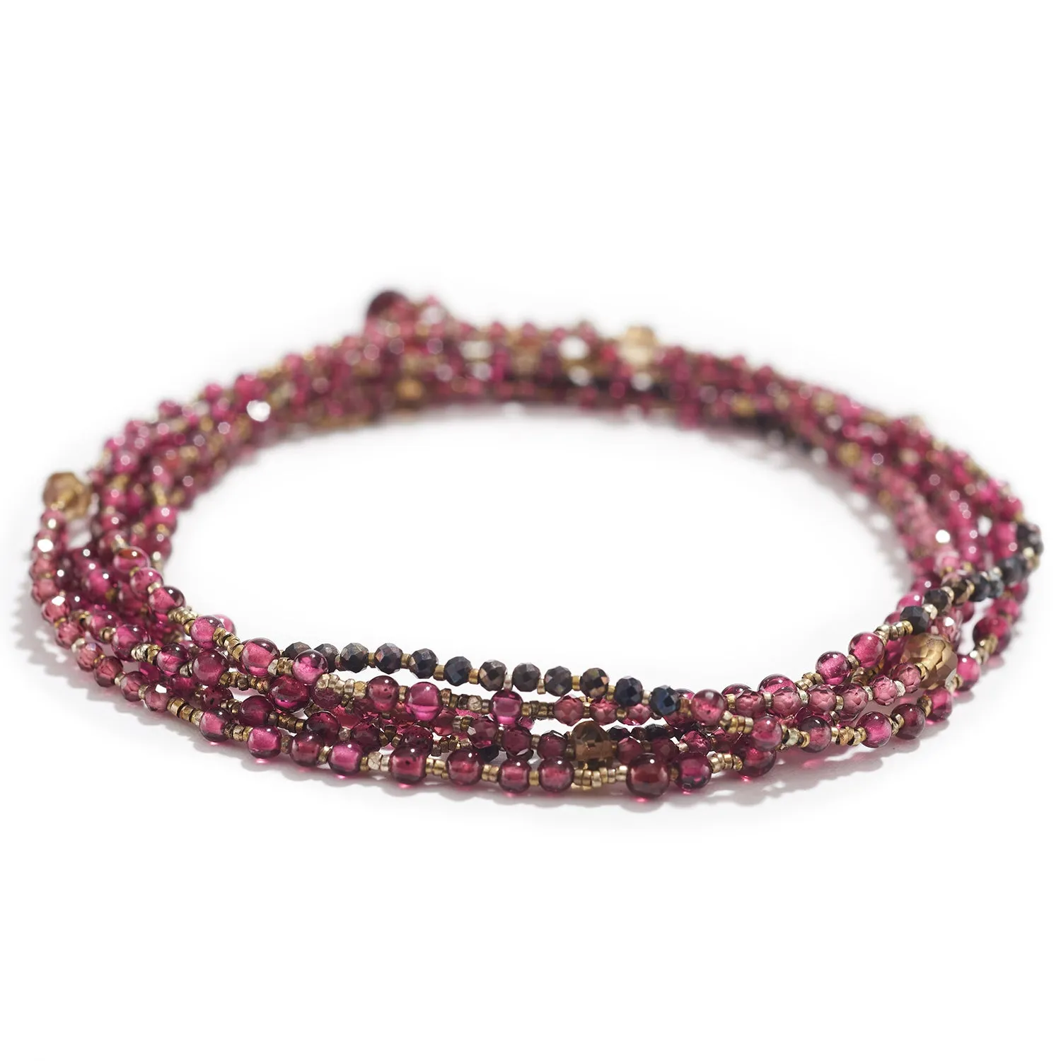 Tassel Necklace with Garnet, Quartz, Opal & Pyrite