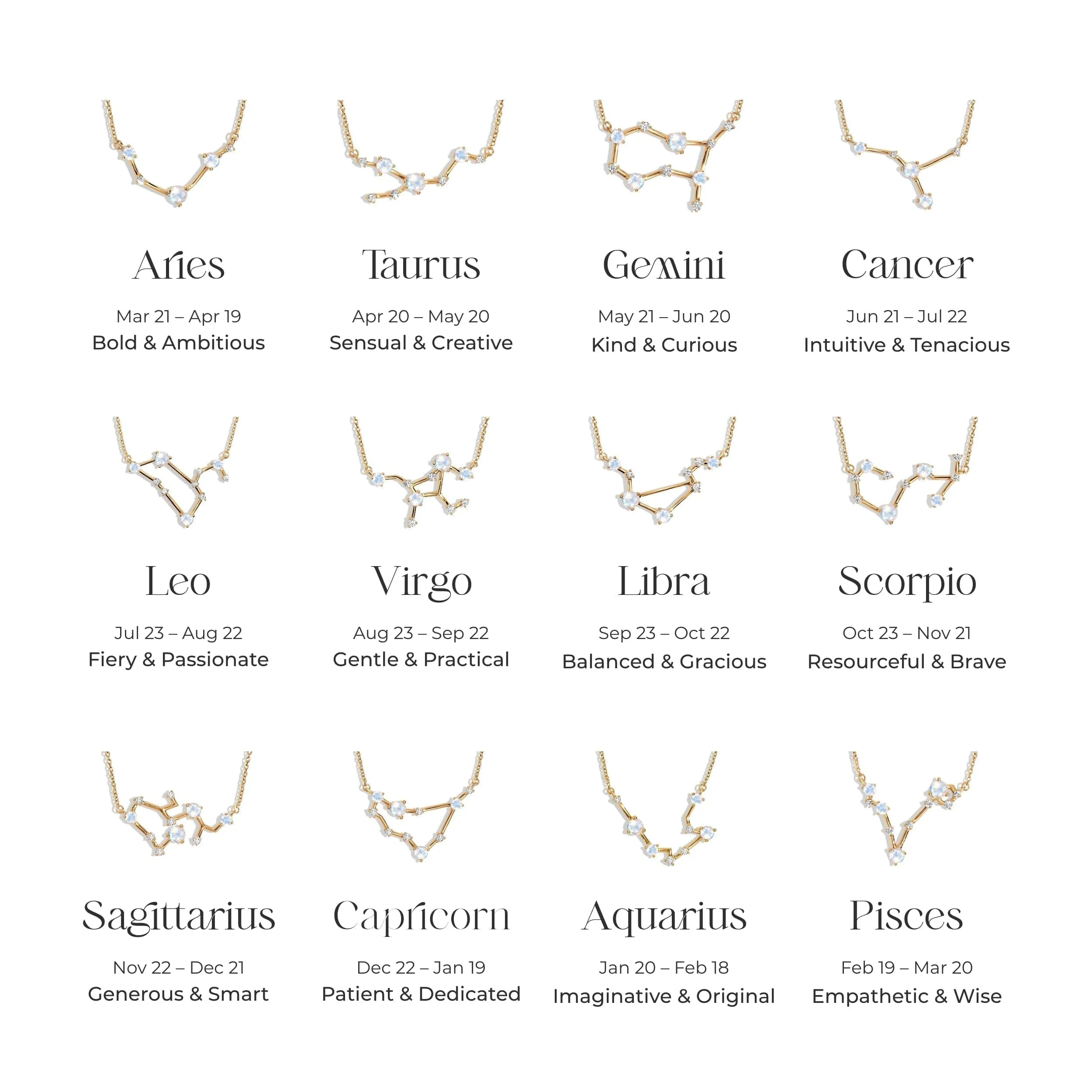 Taurus Zodiac Constellation Necklace & White Topaz Sway