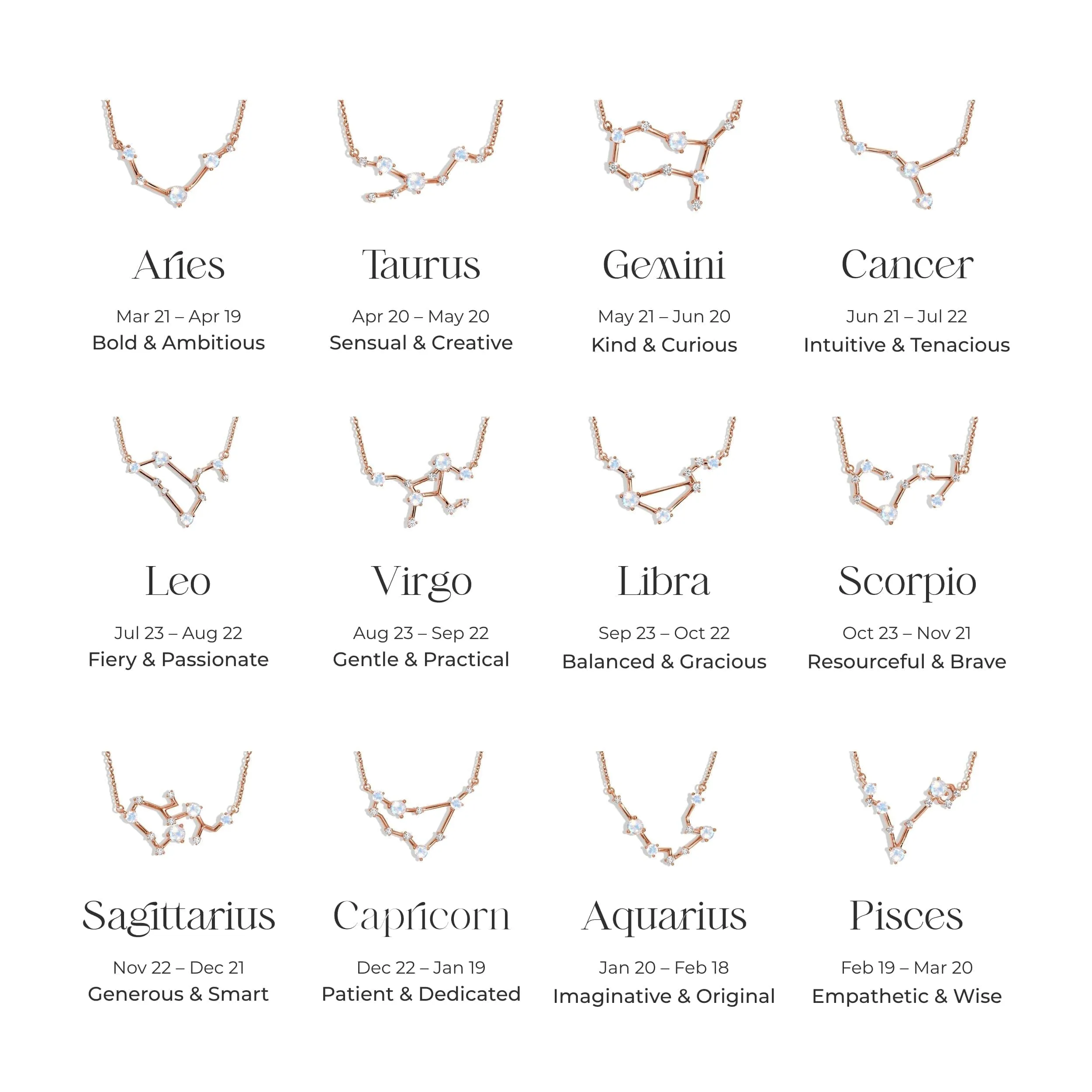 Taurus Zodiac Constellation Necklace & White Topaz Sway