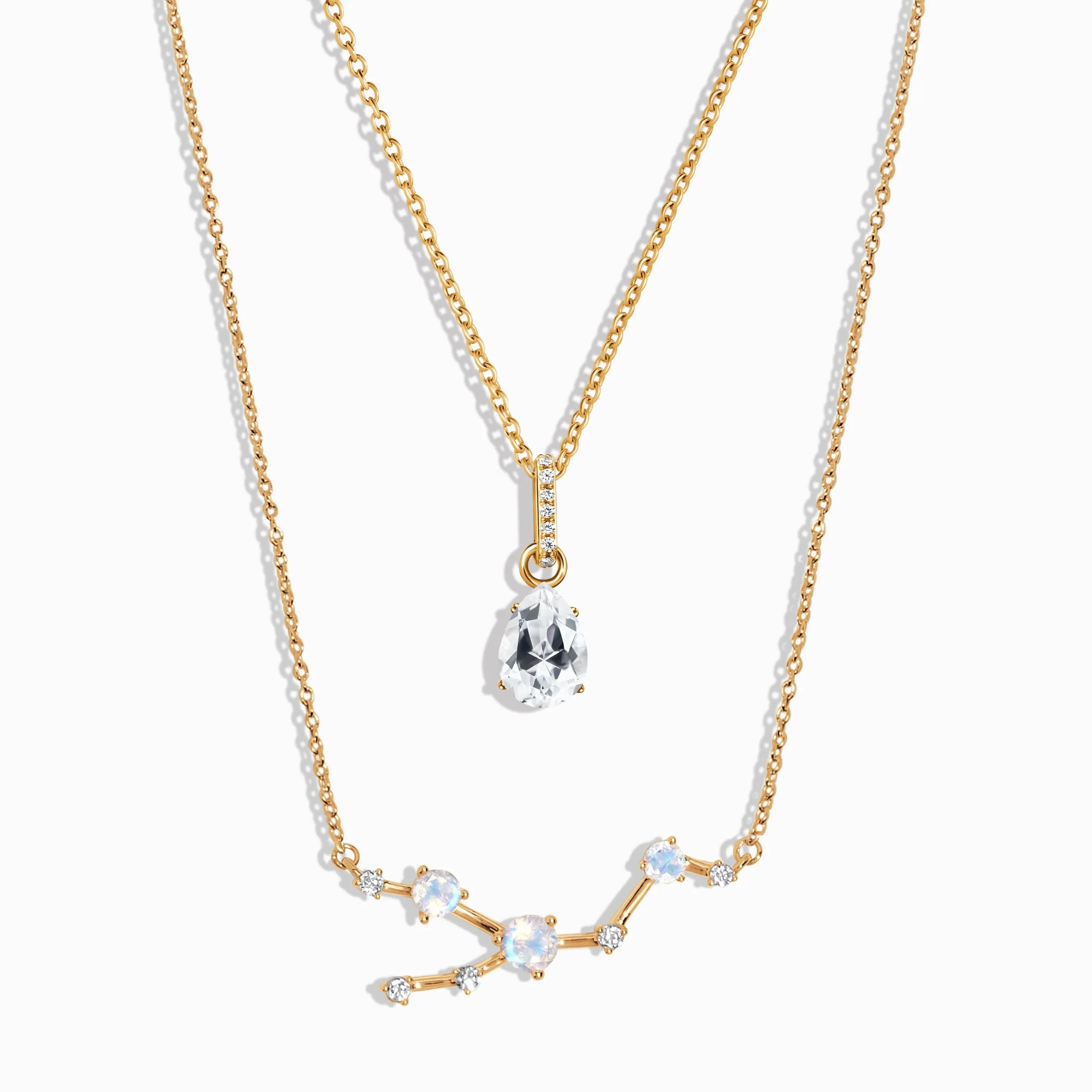 Taurus Zodiac Constellation Necklace & White Topaz Sway