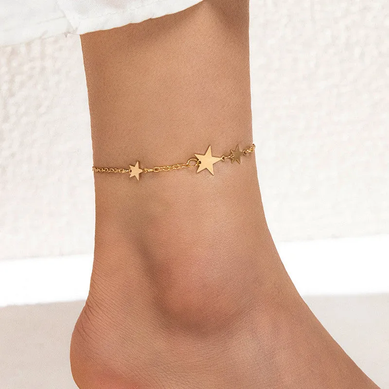 Temperament Simple Style Fashion Five-pointed Star Anklet